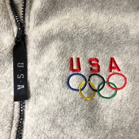 USA Olympics Light Gray Fleece Full Zip Vest W/ Pockets - Size Large - Picture 5 of 5